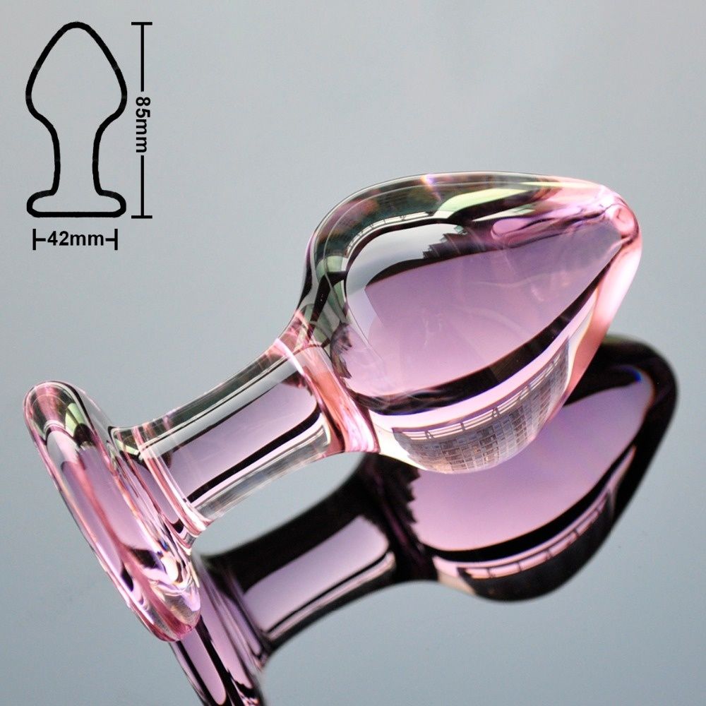 Pink Crystal Butt Plugs Set Pyrex Glass Ana L Dildo Ball