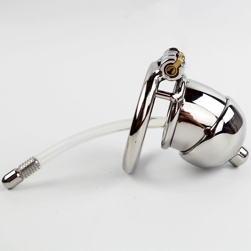 Stainless Steel Male Chastity Belt Chastity Cage with Urethral Catheter ...