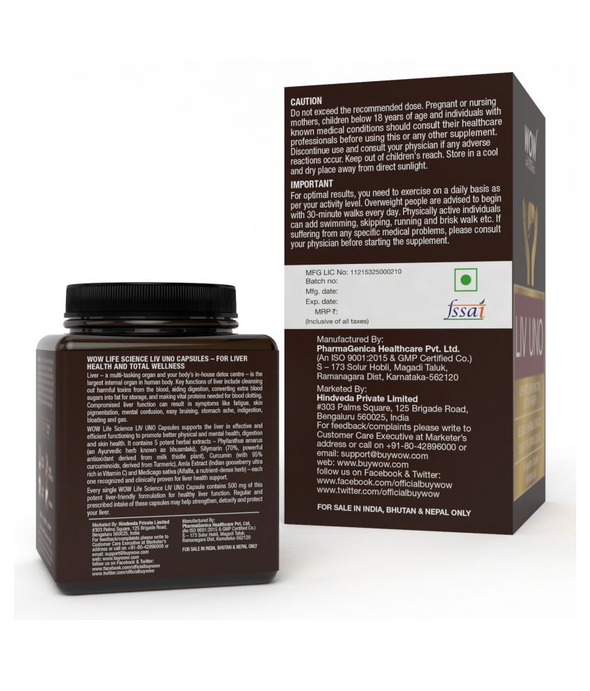 Wow Life Science Liv Uno Capsules 60 Vegetarian Capsules Buy