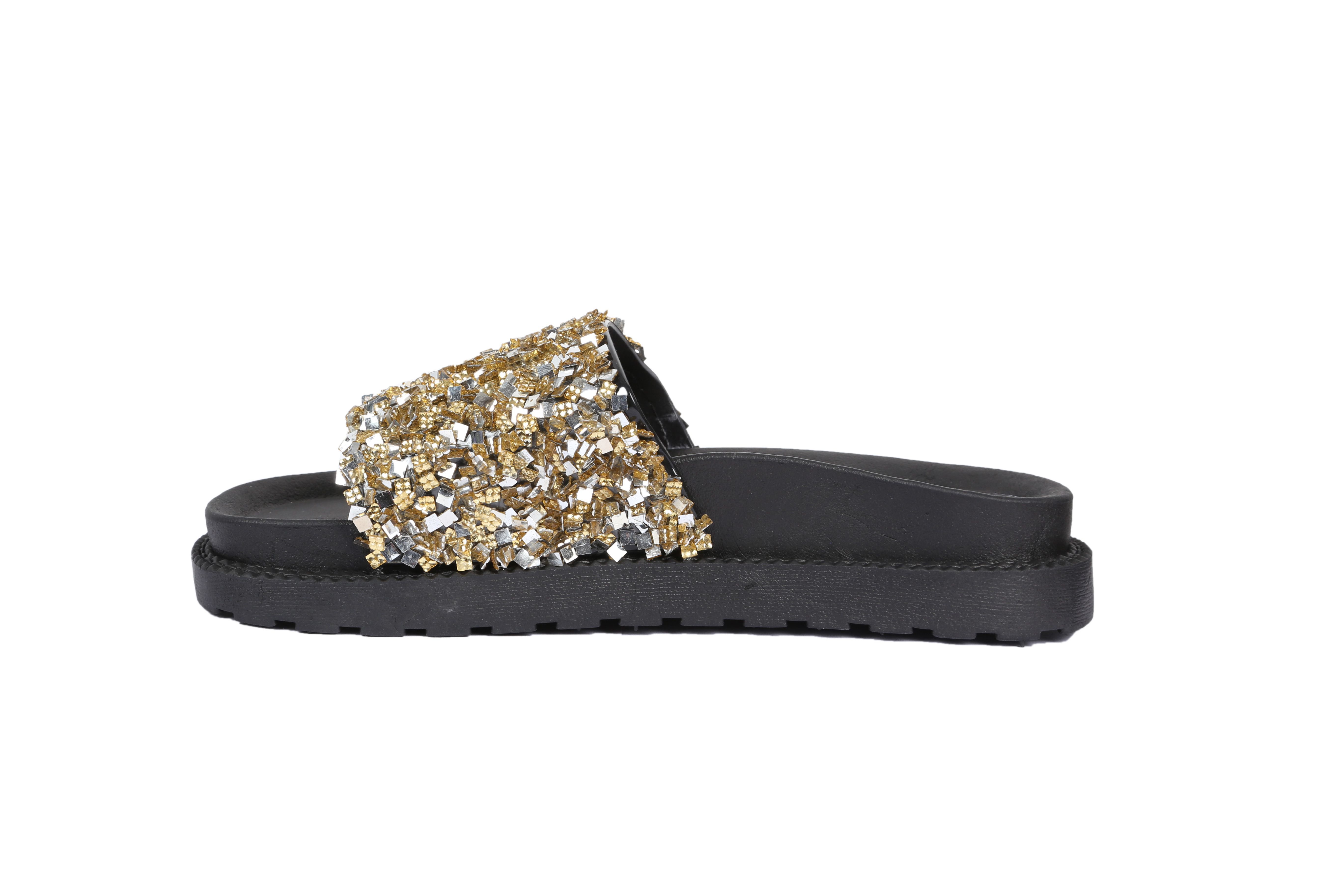 mens gold slides