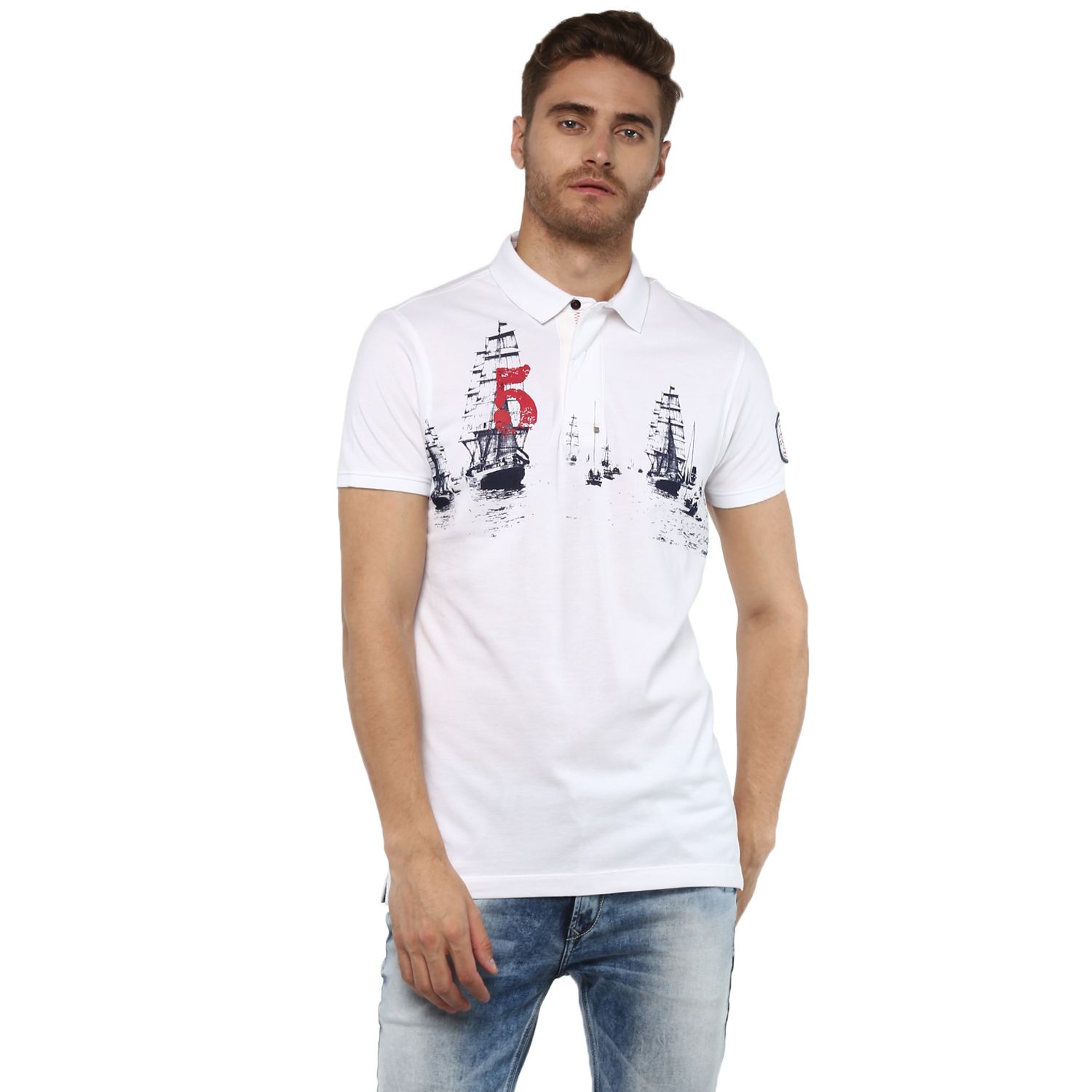 Spykar White Slim Fit Polo T Shirt - Buy Spykar White Slim Fit Polo T Shirt Online at Low Price 