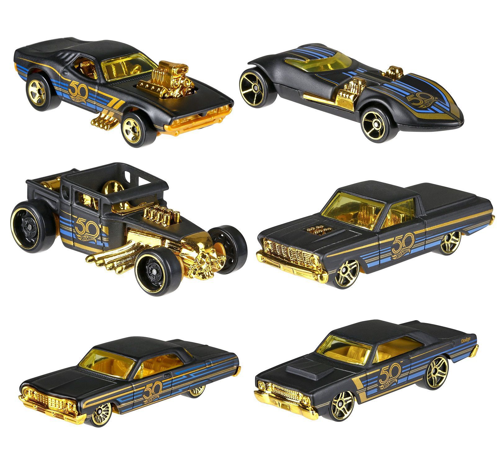 Hot Wheels 50th Anniversary Black Gold Edition Cars-Pack ...