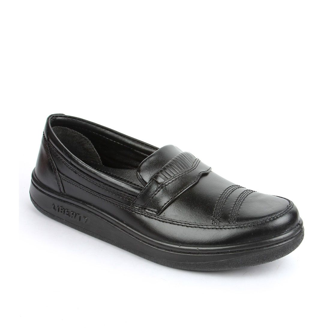     			WARRIOR Black Formal Shoes