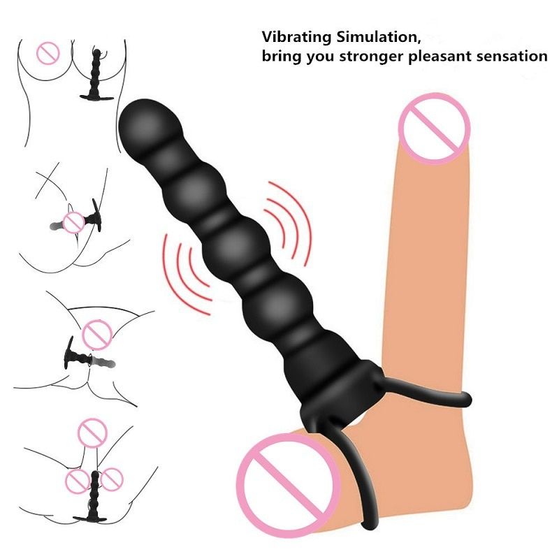 GUIMI Double Penetration Strapon Dildo Vibrator Anal Plug Strap Intimate Sex Products Vibrators for Adult Men Women Sex Toys ! Buy GUIMI Double Penetration Strapon Dildo Vibrator Anal Plug Strap Intimate