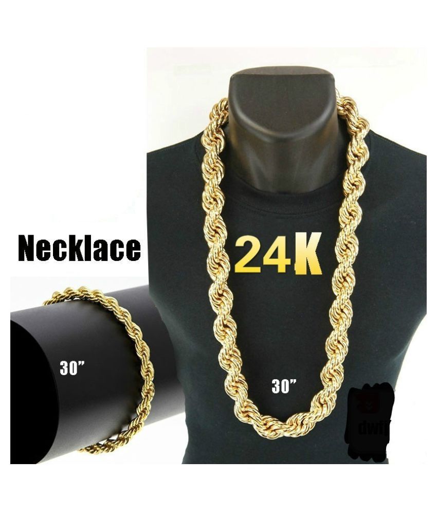 24k Gold Long Chain Necklace Men 