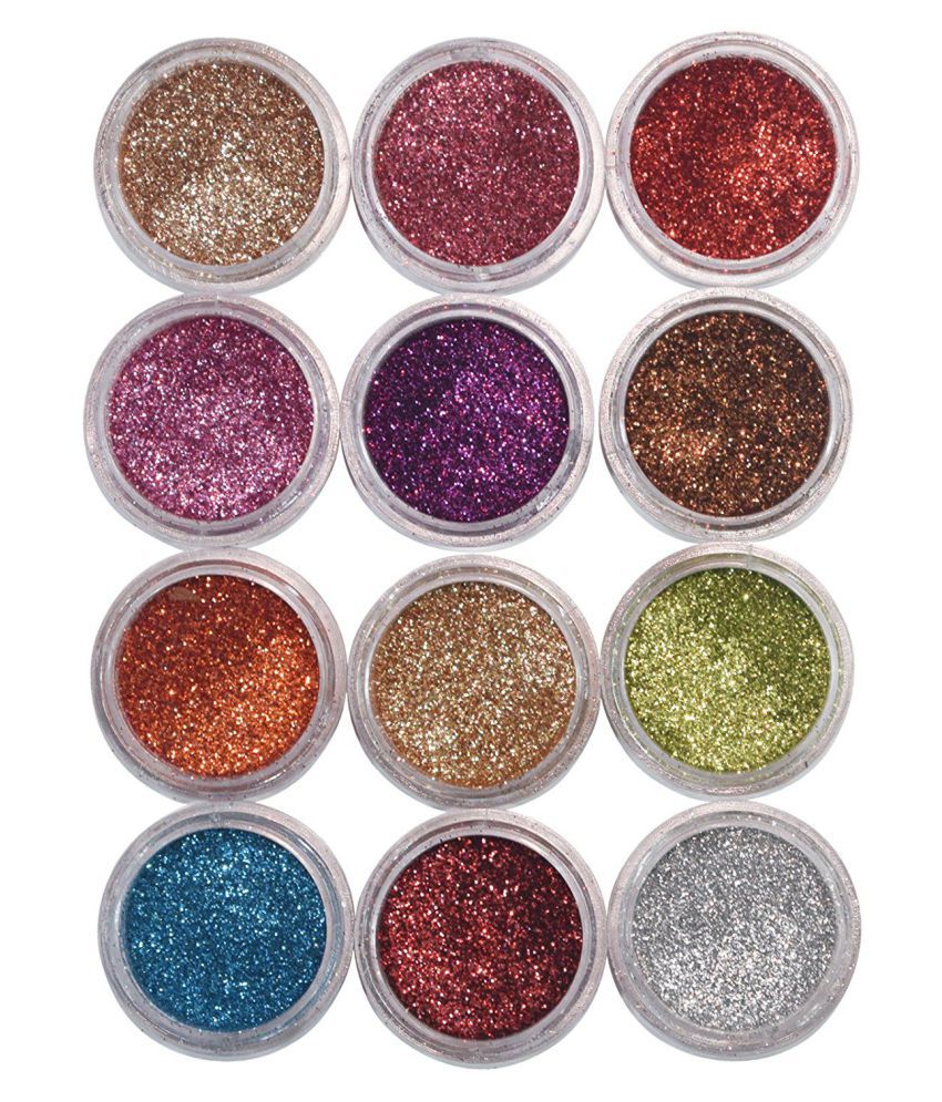     			Chiranjeevi Eye Care Thick Shimmer Glitter Eyes Powder Colours ( Pack Of 12 ) l
