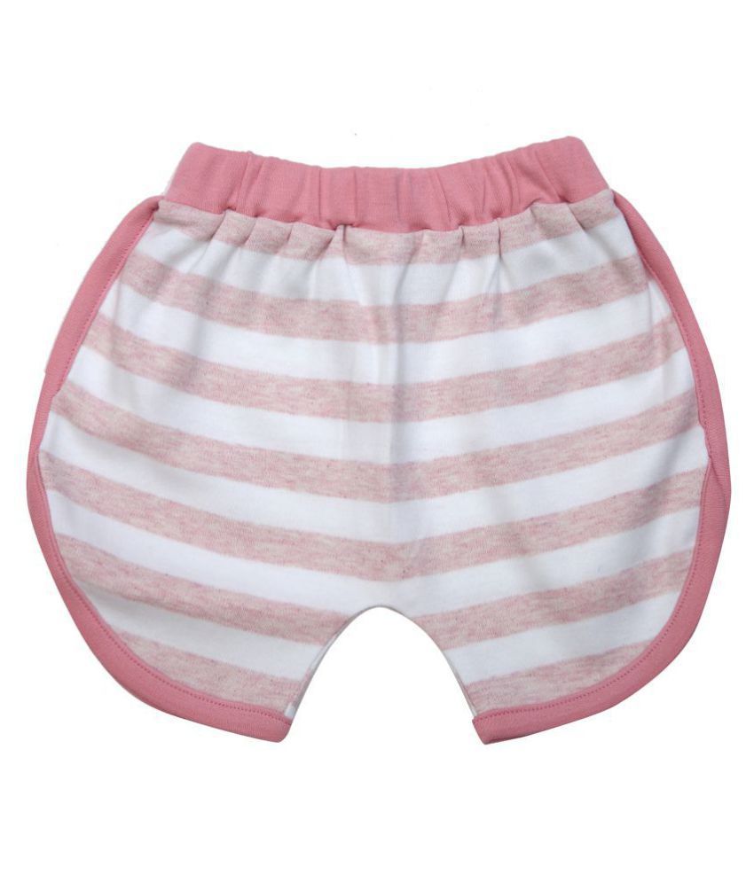     			Kaboos Cotton Pink Coloured Striped Short/ Half Pant for Babies