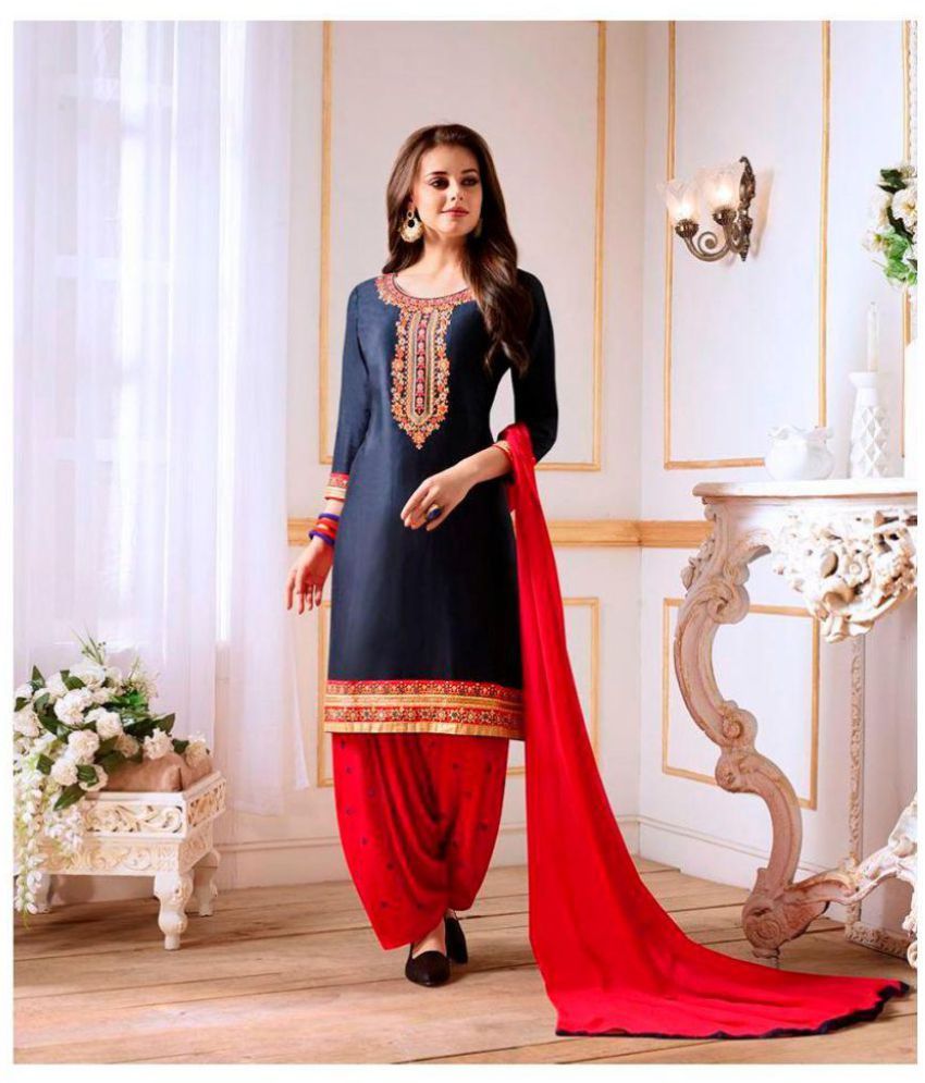Lajree Designer Red and Black Cotton Dress Material - Buy Lajree Designer  Red and Black Cotton Dress Material Online at Best Prices in India on  Snapdeal