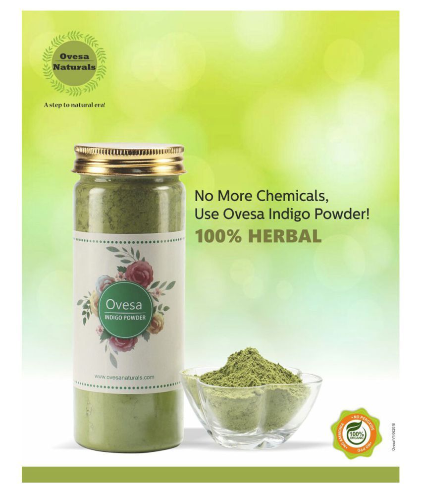 Indigo powder natural hair installation permanent Ovesa 100% Natural Indigo Powder Permanent Hair Color Black 2 g Pack of