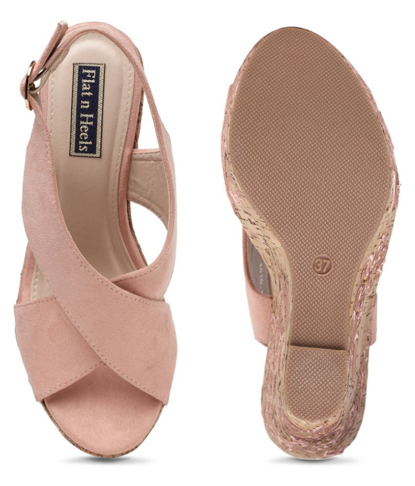 pink flat wedges