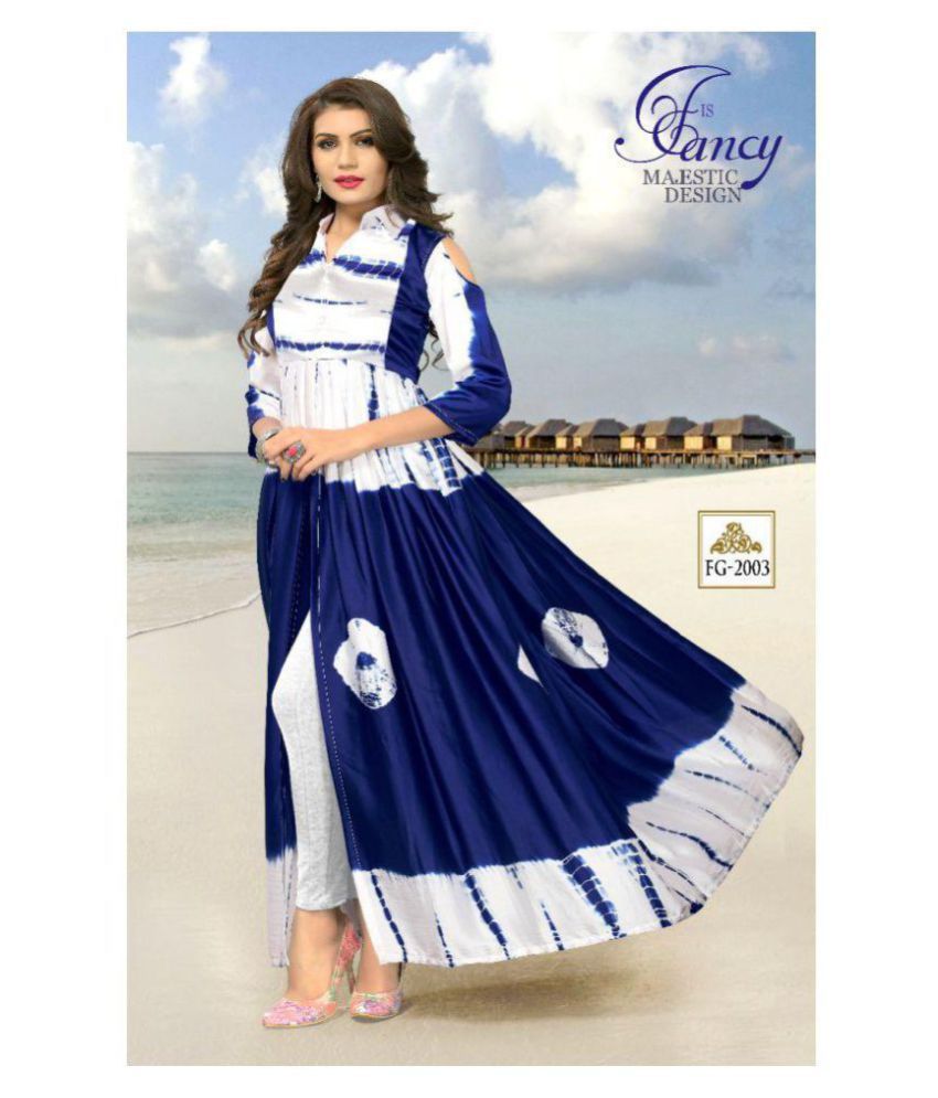 vm tejani Turquoise Rayon Anarkali Kurti  Buy vm tejani Turquoise Rayon Anarkali  Kurti Online at Best Prices in India on Snapdeal