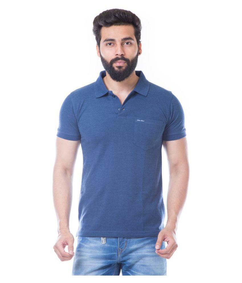 ACTIVE BASIC Blue Regular Fit Polo T Shirt - Buy ACTIVE BASIC Blue ...