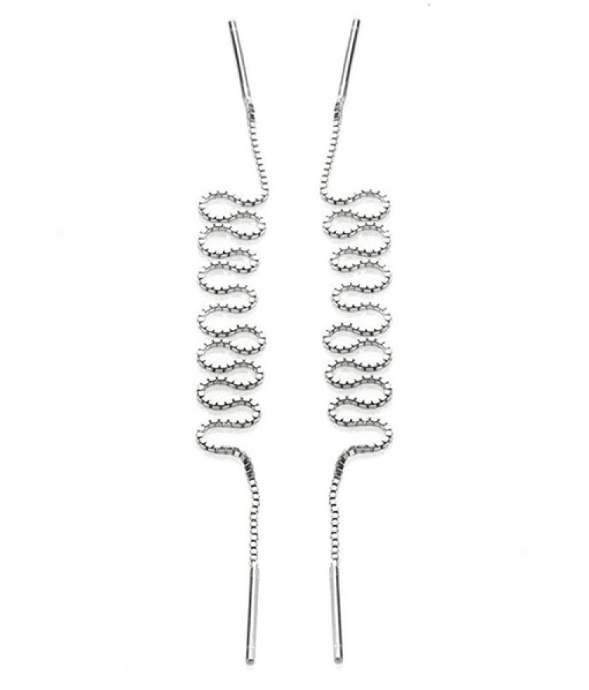 Fashion Long Earrings Silver Plated Ear Line All-match Korean Ear Chain Line F
