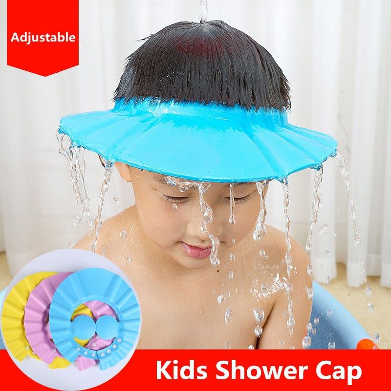 Kids Waterproof Shampoo Bath Shower Cap Visor Wash Hair Shield Hat