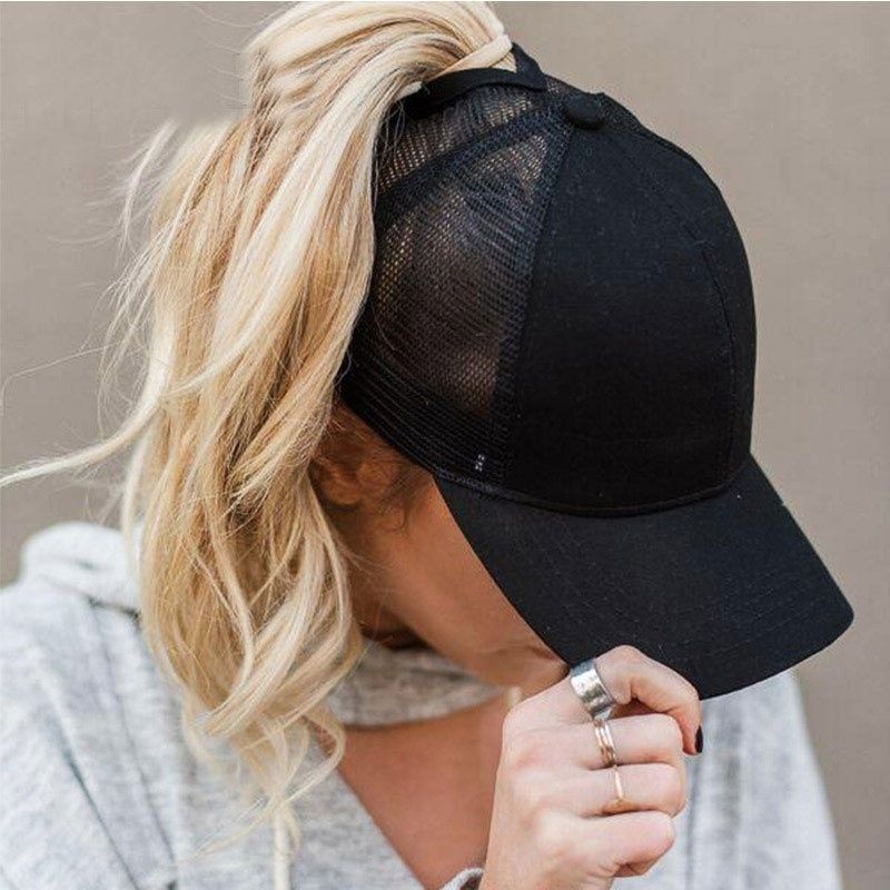 baseball cap high ponytail