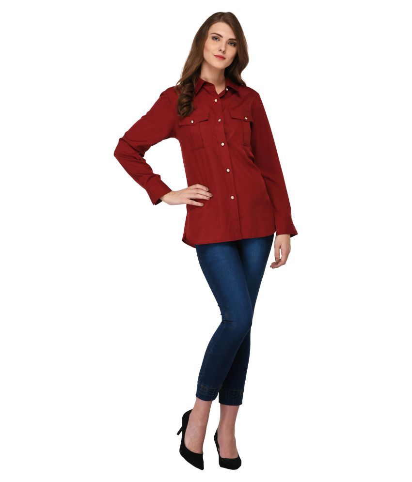 Vashist Poly Crepe Regular Tops Maroon Buy Vashist Poly Crepe