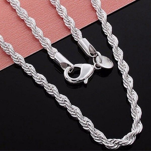 twisted silver chain necklace