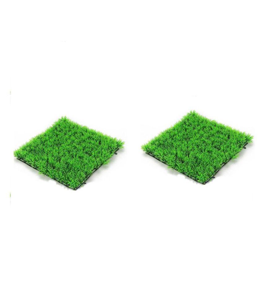 Goofy Tails Plastic Green Grass Square Mat For Aquarium Decoration