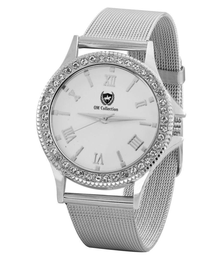 Om Collection - Silver Stainless Steel Analog Womens Watch