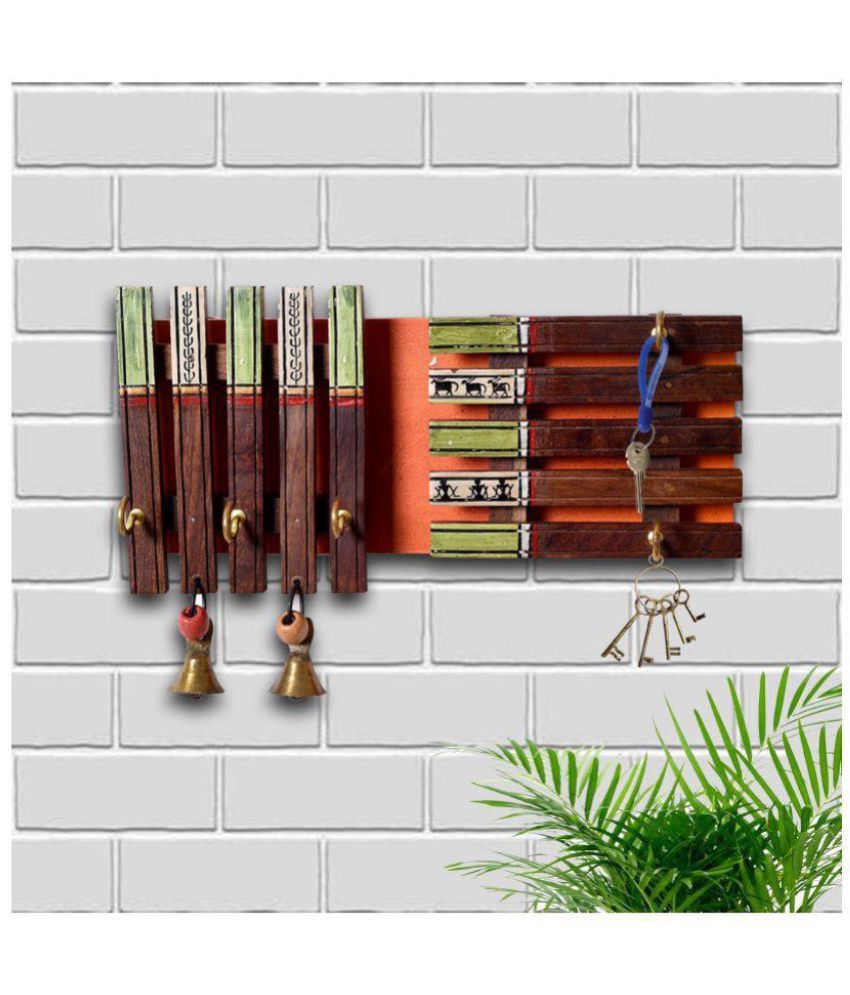     			Unravel India Brown Wood Key Holder - Pack of 1