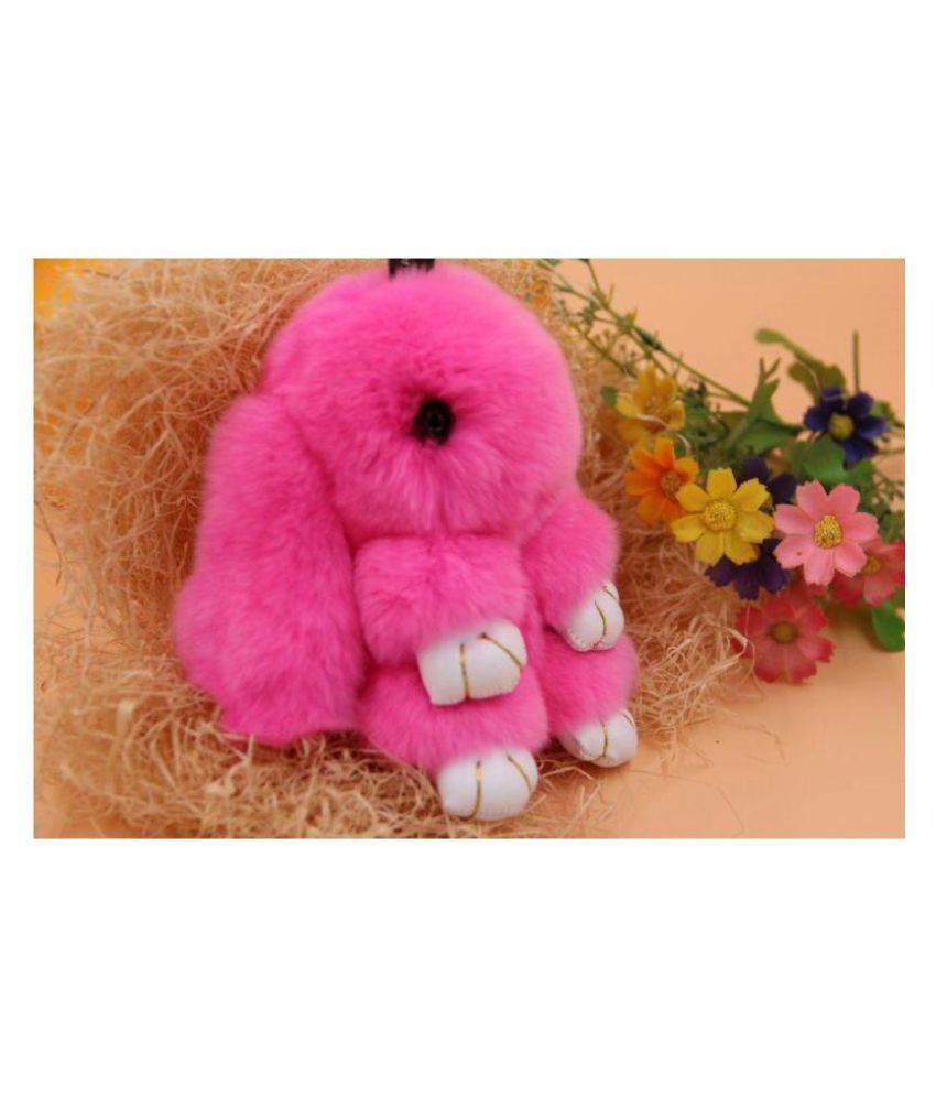 Rabbit Keychain Cute Fluffy Bunny Keychain Rex Genuine Rabbit Fur ...