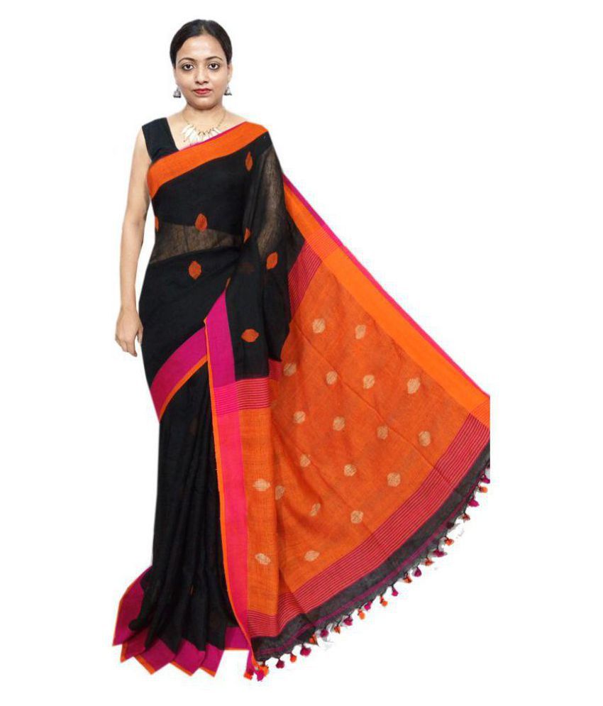 Red Sarees Red And Black Linen Saree Buy Red Sarees Red And Black 