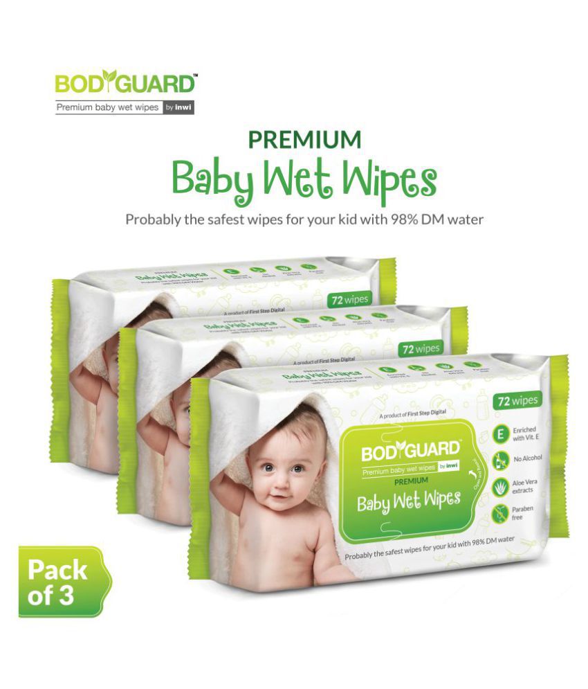 Bodyguard Baby Wet Wipes - (3 Packs, 72 Wipes per Pack)