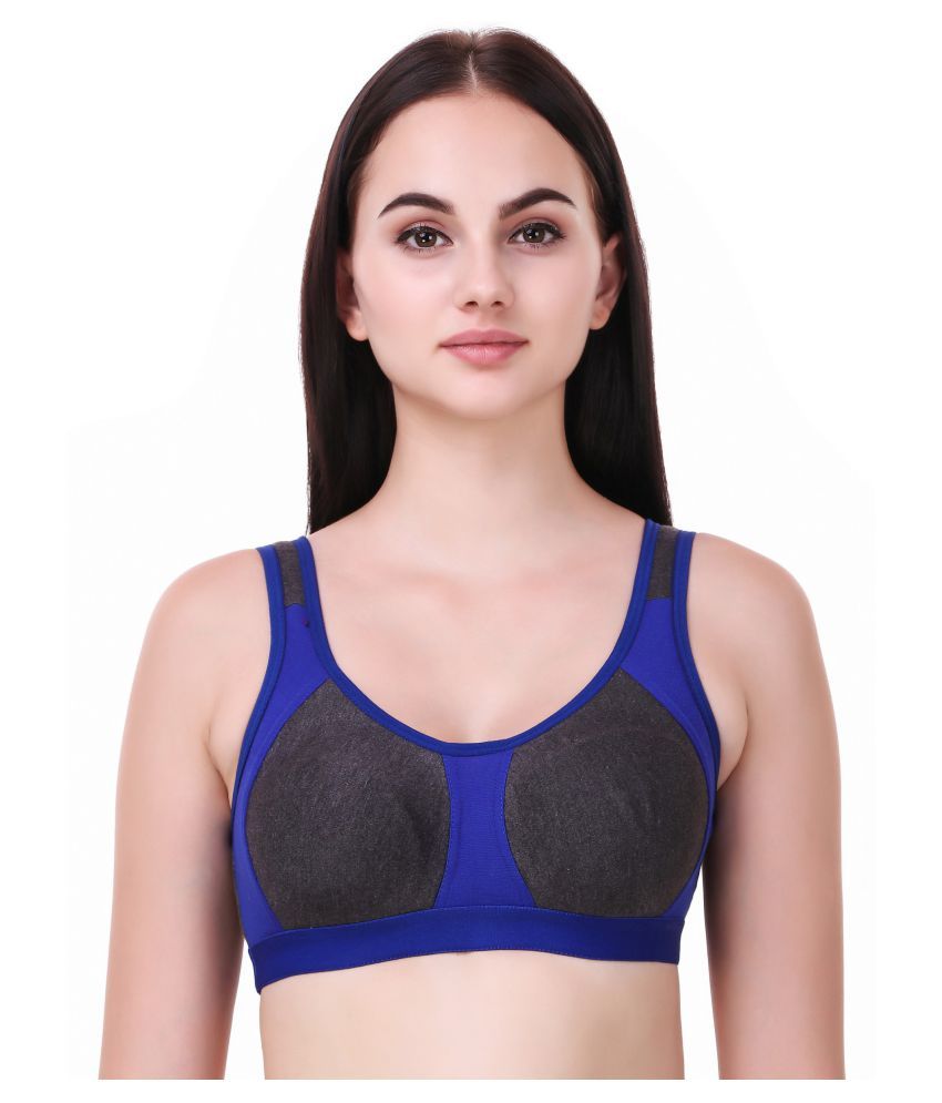 Buy Fasnoya Cotton Lycra Sports Bra Blue Online At Best Prices In