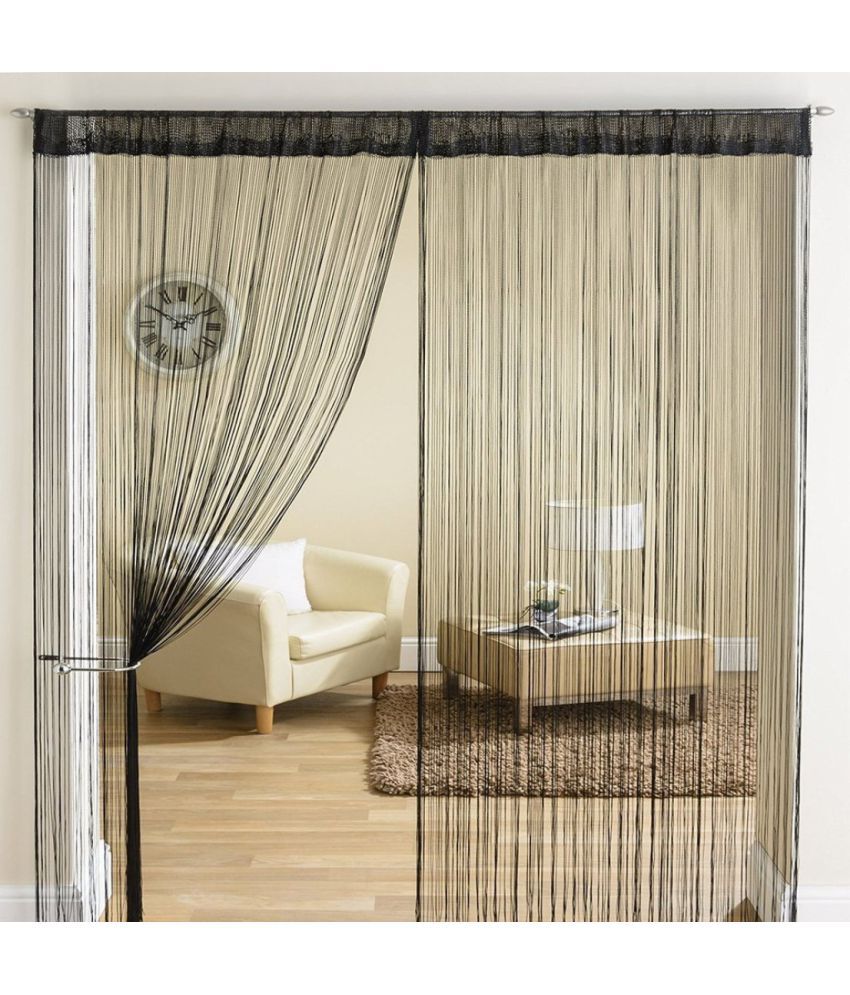     			Homefab India Others Semi-Transparent Eyelet Door Curtain 7ft (Pack of 2) - Black