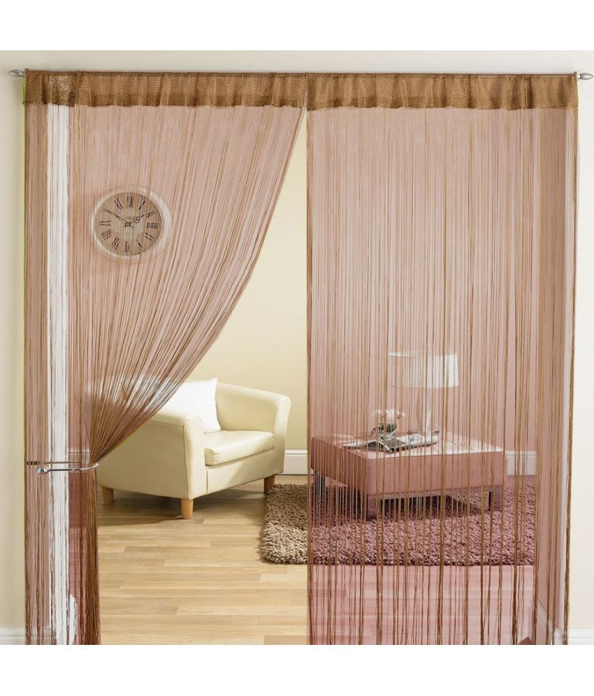     			Homefab India Others Semi-Transparent Eyelet Door Curtain 7ft (Pack of 2) - Brown