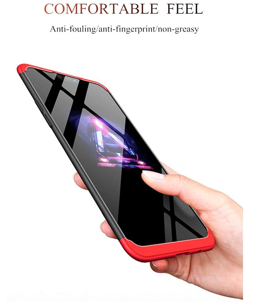 Oneplus 6 Shock Proof Case Elef Red 3 In 1 Gkk 360 Protection Case Dual Color Tone Plain 7661