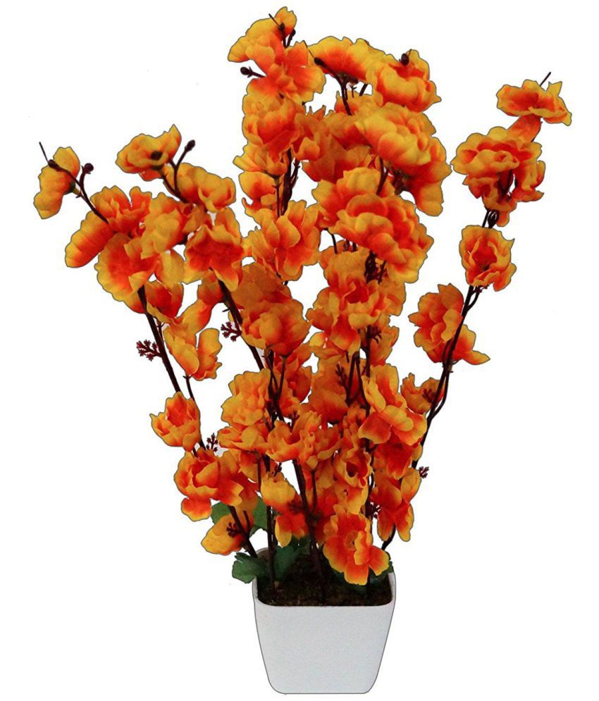     			YUTIRITI Orchids Orange Artificial Flowers Bunch - Pack of 1