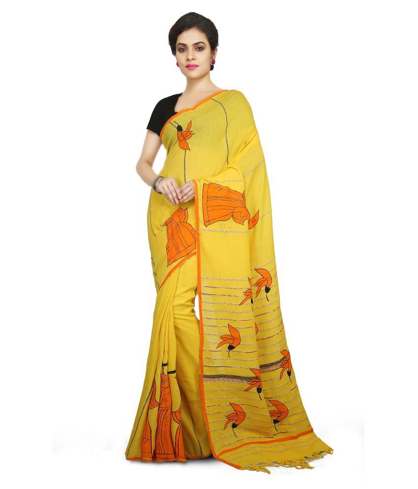 yellow cotton saree for haldi