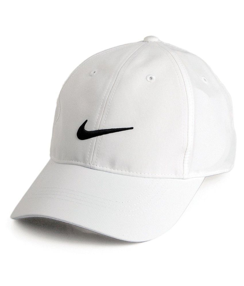 Nike White Plain Fabric Caps - Buy 