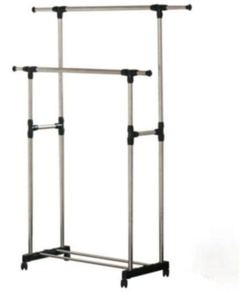 DOUBLE POLE CLOTH RACK STAND DRYING RACK WITH WHEEL Buy