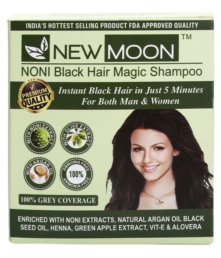 New Moon Noni Black Hair Magic Shampoo No Amoniya Permanent Hair Color Black Black 15 Ml Pack Of 10