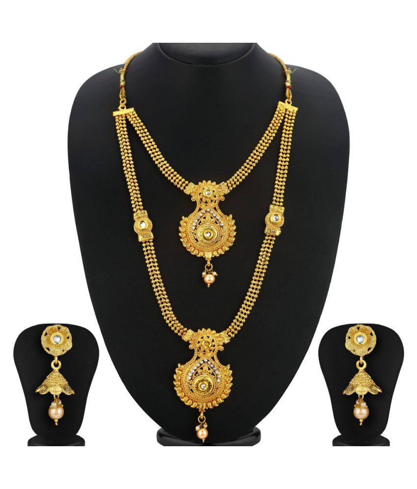 Sukkhi Alloy Golden Long Haram Traditional 18kt Gold