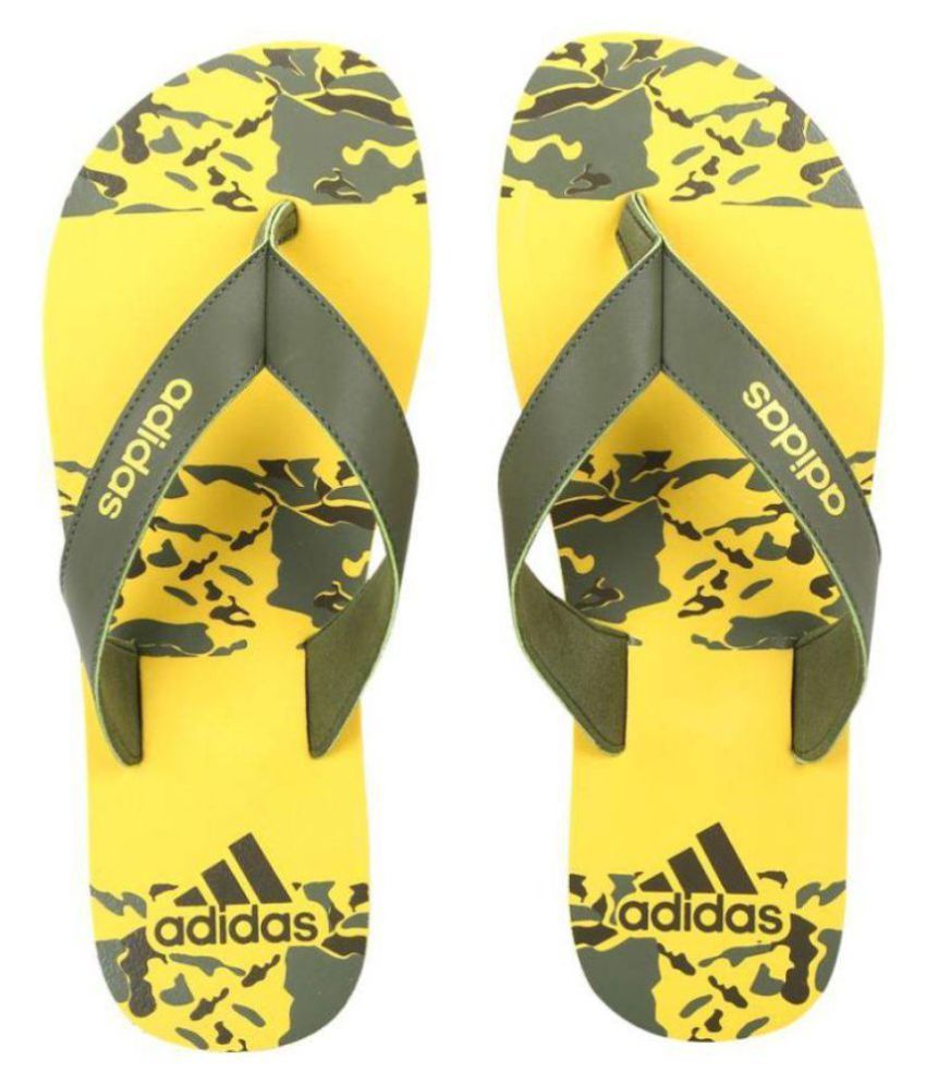 adidas yellow flip flops