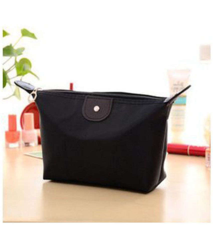     			FOK 1Pc Lady MakeUp Pouch Cosmetic Make Up Bag Clutch Hanging Toiletries Travel Kit Jewelry Organizer Casual Purse (Color-Black)