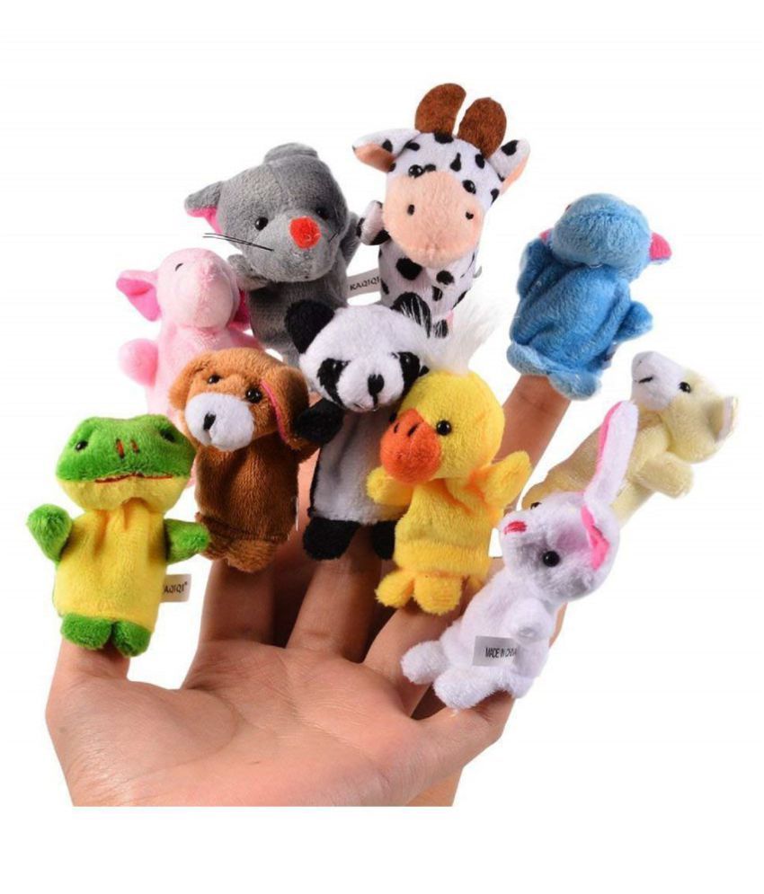Party Propz 10pcs Soft Plush Animal Finger Puppets Set Baby Story Time