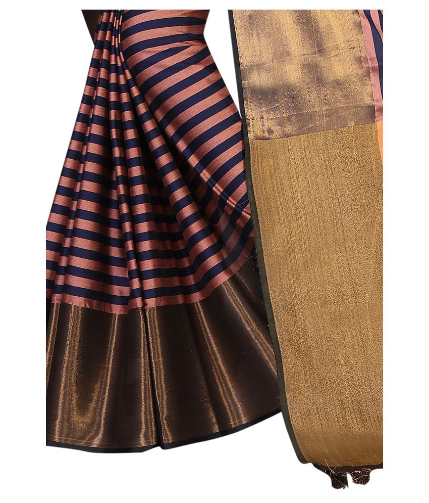 HashTag Fashion Brown and Black Cotton Silk Saree Buy HashTag Fashion