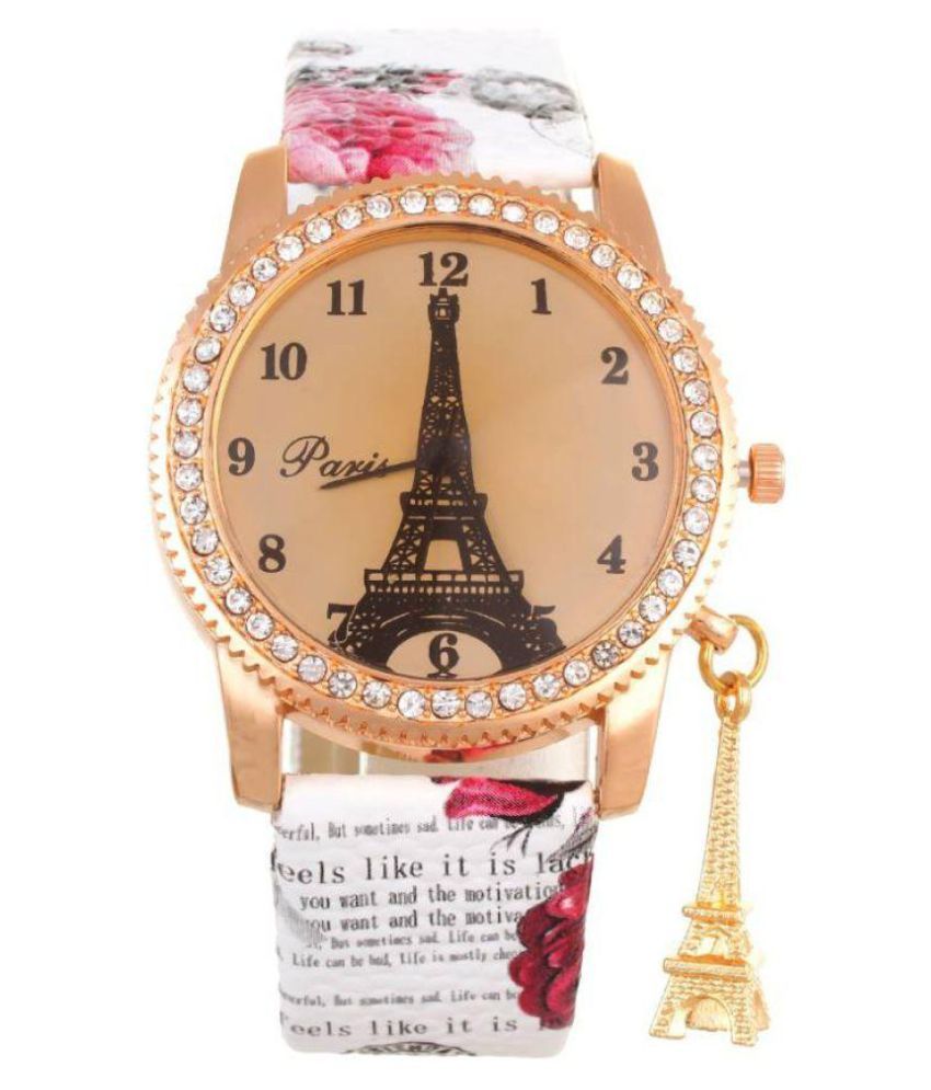 Bhuvi Paris Eiffel Pendent White Watch For Girls Price In India Buy Bhuvi Paris Eiffel Pendent White Watch For Girls Online At Snapdeal