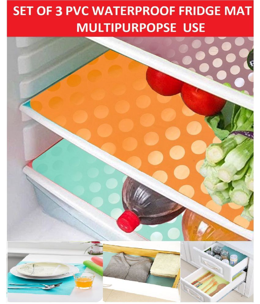 Khushi Creation Set of 3 PVC Fridge Mat " Refrigerator Drawer Mats