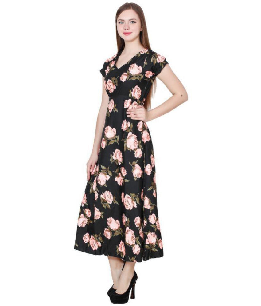 My Swag Crepe Black A line Dress Buy My Swag Crepe Black A line