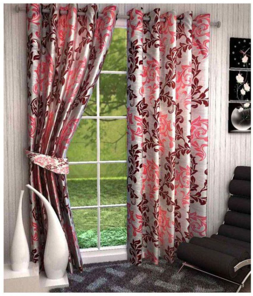     			Tanishka Fabs Solid Semi-Transparent Eyelet Curtain 7 ft ( Pack of 3 ) - Maroon