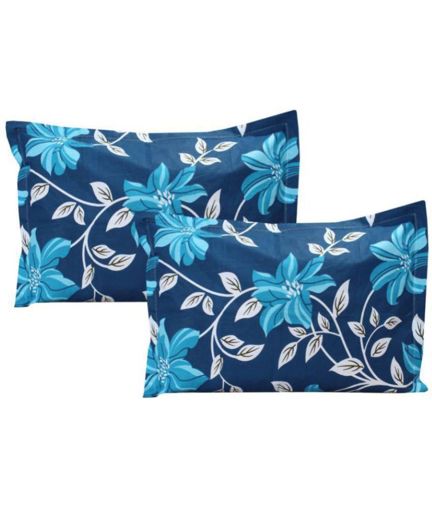     			The Intellect Bazaar Pack of 2 Blue Pillow Cover