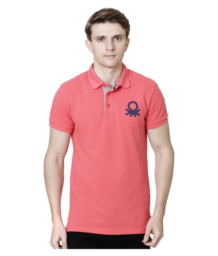 United Colors of Benetton Peach Slim Fit Polo T Shirt - Buy United Colors of Benetton Peach Slim 