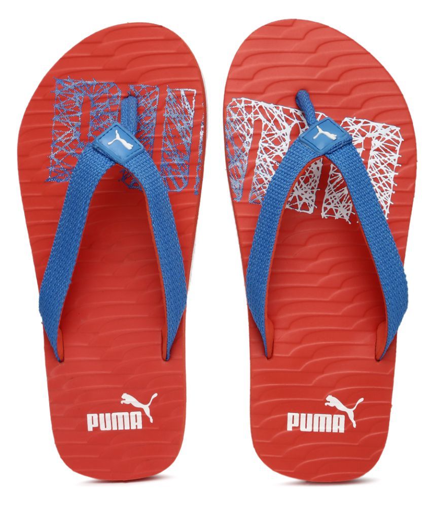 puma red blue flip flops
