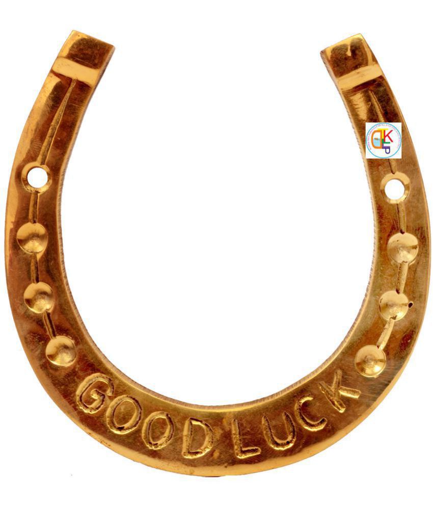 KDT Gold Brass Good Luck Horse Naal 4 / Show 11cm (11 X 1 X 10)- Pack ...
