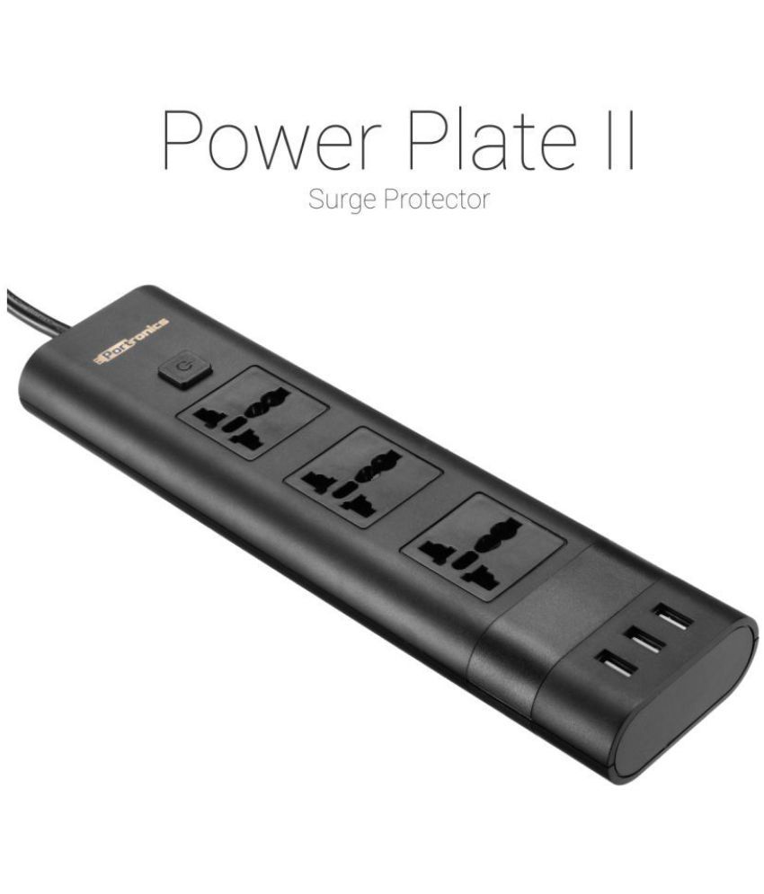     			Portronics POR-671 3 socket with USB Surge Protector